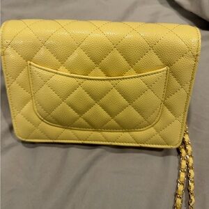 Yellow Quilted Chain Shoulder Bag